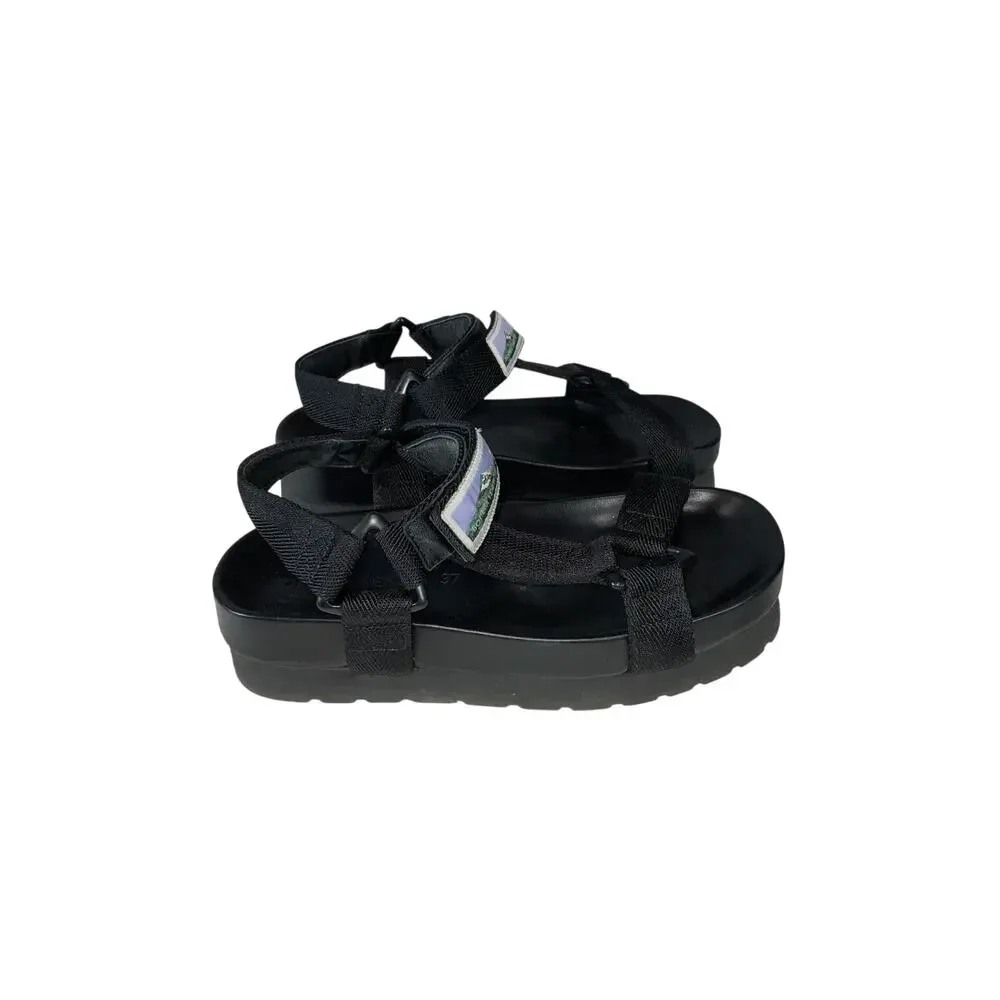 Bottega Veneta Black Trip 50mm Platform Sandals Size 37/ US 7